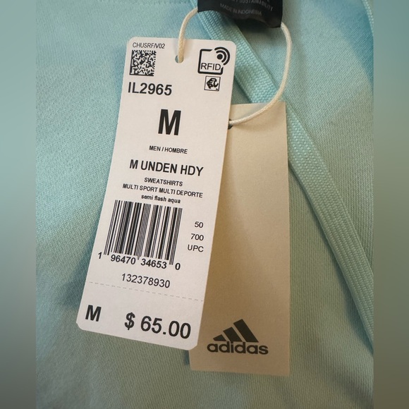 NWT: Men’s Adidas Originals Undeniable Graphic Hoodie In Semi Flash Aqua• Medium - Picture 9 of 9